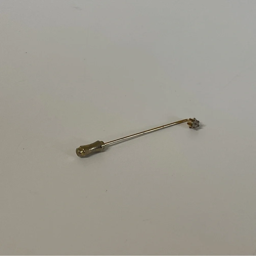 Tie Stick Rhinestone Goldtone setting Vintage